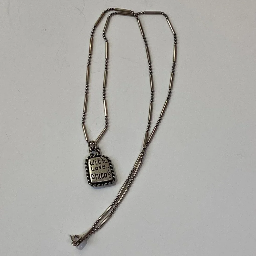 Chico's reversible silver pendant necklace